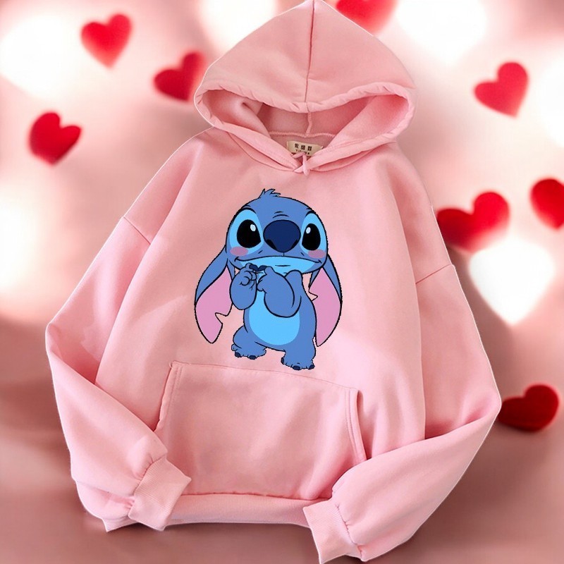 Moletom lilo stitch Adulto Unissex Feminino Blusa de frio Grossa Capuz Canguru Algodão