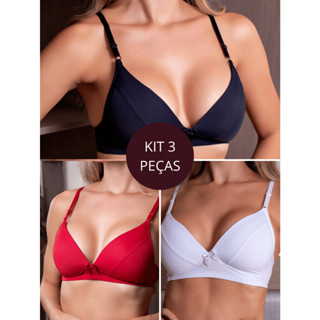 Kit 3 Peças - Sutiã Fernanda Com Bojo Soft Confortável Alça Regulável Atacado em Oferta na Shopee