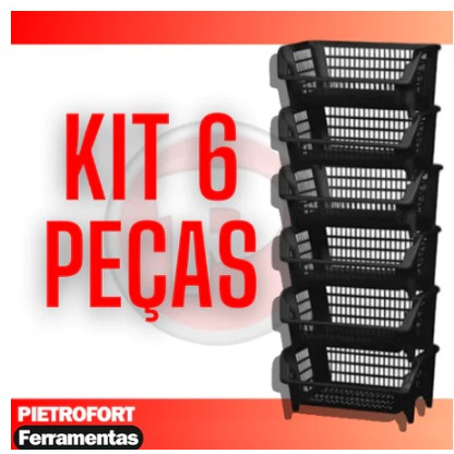6 Peças Cesto Empalhável Expositor Organizador Preto em Oferta na Shopee