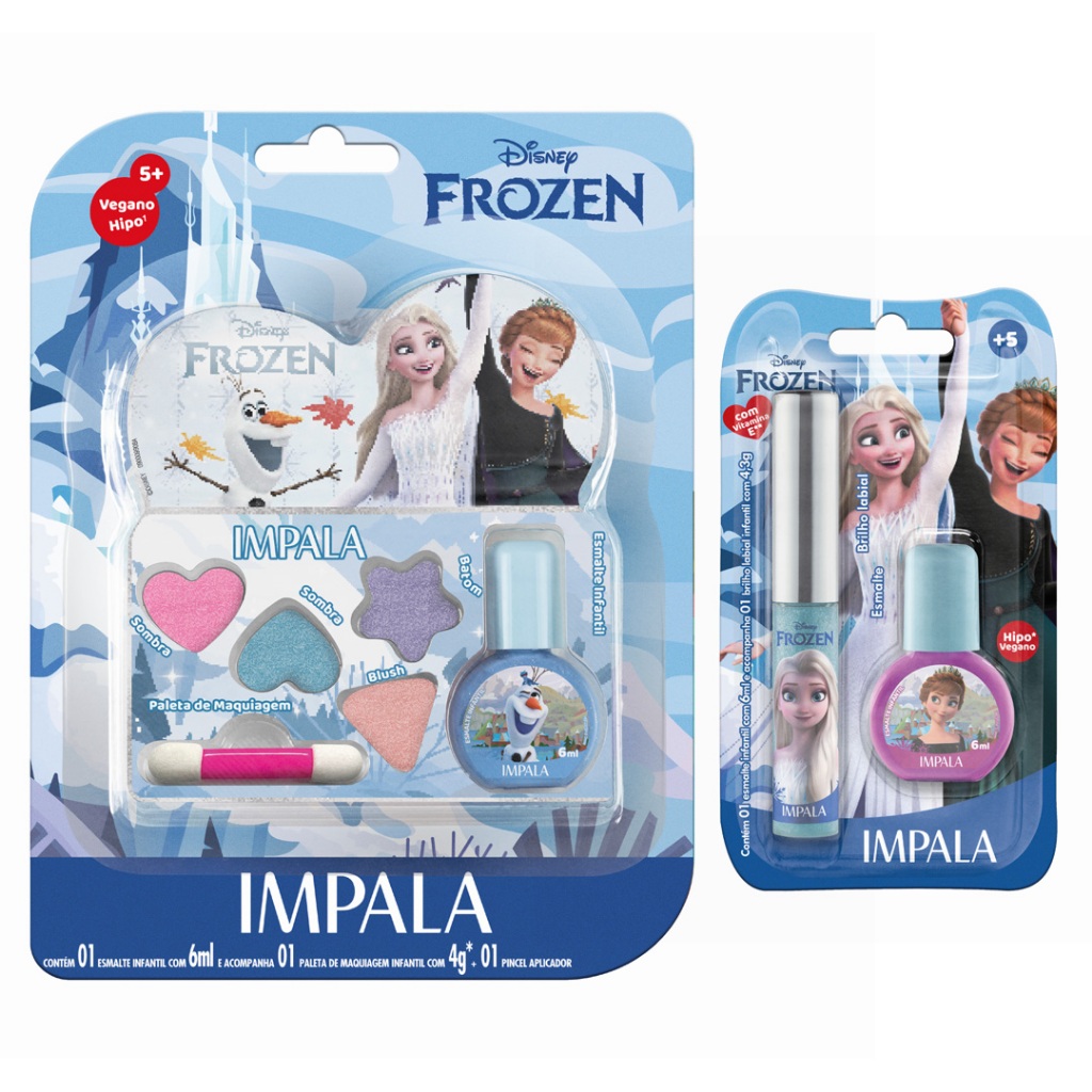 Maquiagem da Frozen Infantil com Gloss Brilho Labial e Esmalte Infantil Impala Kit em Oferta na Shopee