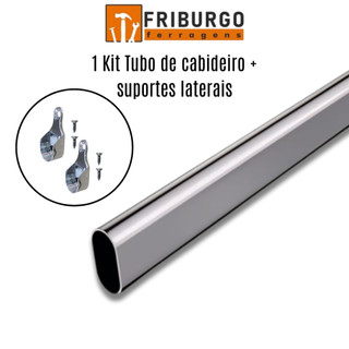 1 Kit Tubo de Cabideiro Oval Arara para guarda-roupas e closets + suportes laterais e par…