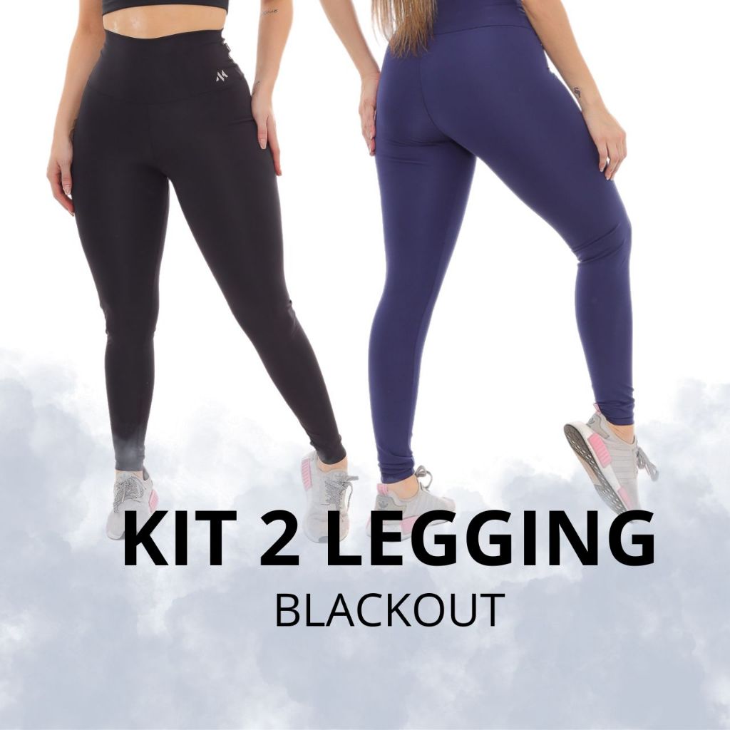 KIT C/ 2 Peças Legging Moda Feminina Blackout Com Contorno Corporal