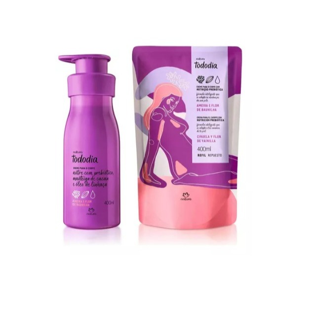 Kit Ameixa E Flor De Baunilha: Creme 400ml + Refil 400ml