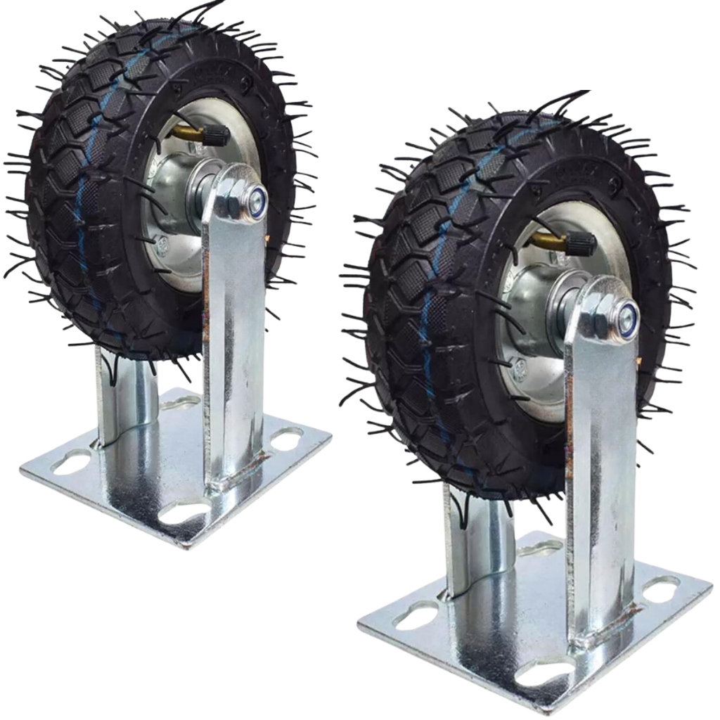 Kit 2 Rodas Rodinha Carrinho De Carga Armazém Fixo Pneumática 6x2 Reforçada 300kg