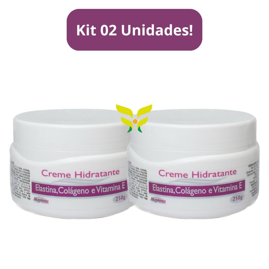 Kit 2 Unidades CREME HIDRATANTE ELASTINA, COLÁGENO E VITAMINA E 250g Alquimia Cosméticos em Oferta na Shopee