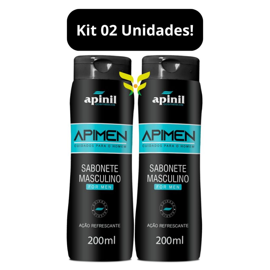 Kit 2 Unidades: Sabonete Liquido Masculino Apimen 210mL Apinil em Oferta na Shopee