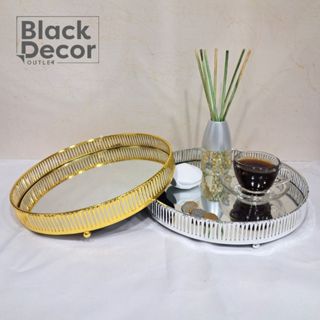 Bandeja Decorativa Luxo Espelhada em Metal Redonda Banheiro Lavabo Multiuso Casa em Oferta na Shopee