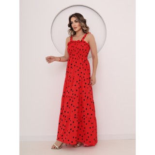 Vestido Longo De Alça com Elastec 3 Marias / tecido Crepinho / várias cores em Oferta na Shopee