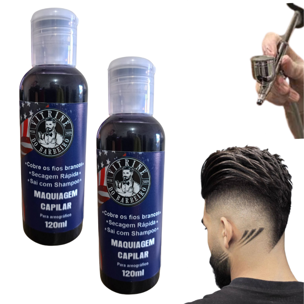 Kit 2 Tinta Preta Pigmentação Capilar P/ Aerógrafo Profissional