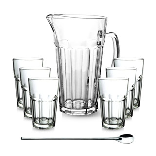 Jogo De Jarra 1,2L Com 6 Copos 350ml Em Vidro Kit Suco Água Drinks Para Restaurante Buffet...