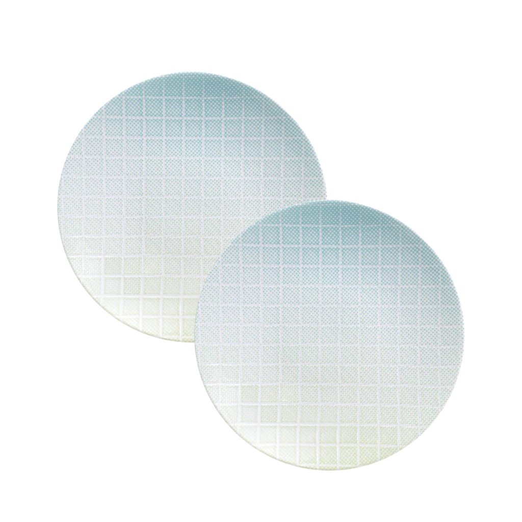 Kit 2 Pratos Sobremesa Tramontina Polaris em Porcelana Decorada 21 cm- Mesa Posta Decorada - para Bolos , Pudim.