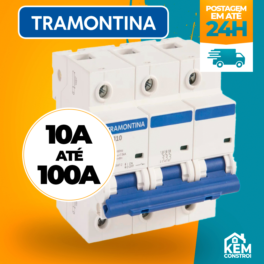 Disjuntor Din Tripolar/Trifásico de 10A a 100A Curva C