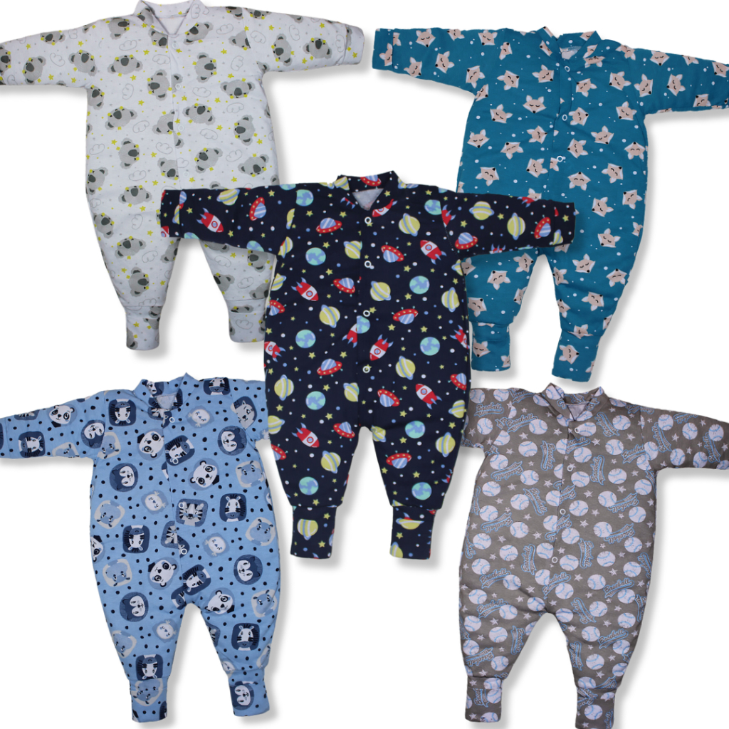 Kit 5 Peças Macacão Bebe Bichos Malha 100% Algodão Bebe Menino