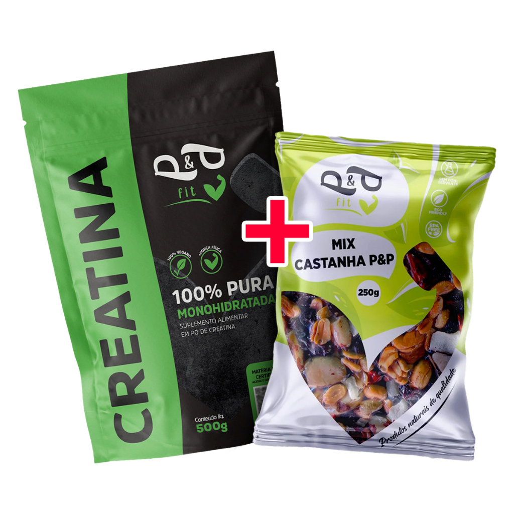 Creatina 500g 100% Pura Monohidratada + Mix de Castanhas P&P