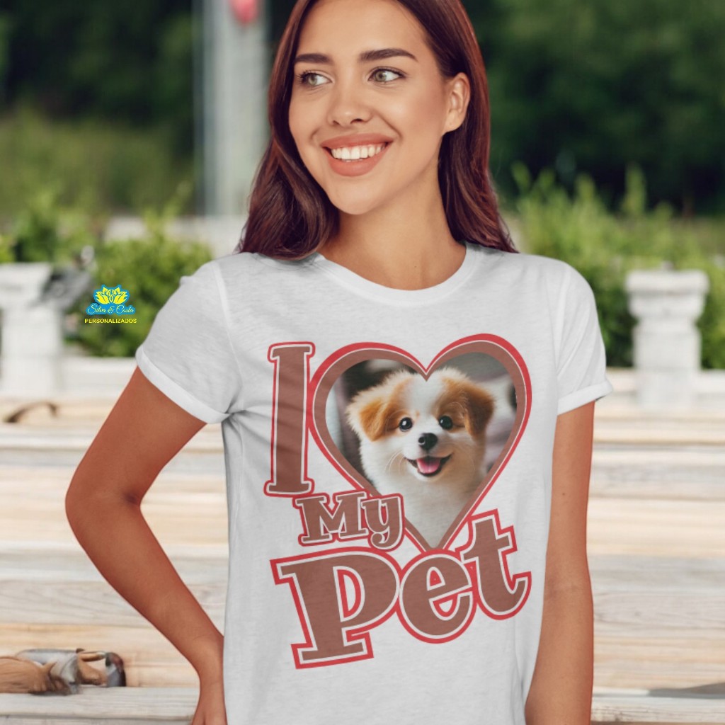 Blusa Personalizada com a Foto do Seu Pet Tema I Love My Pet