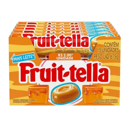 Bala Dura Fruittella Swirl Caramelo com Baunilha e Leite Condensado Display 45g 15 Unidades