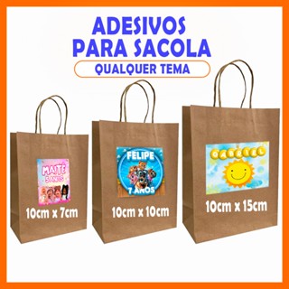 Adesivo Para Sacolinha Kraft Personalizado Adesivos Para Sacolas de Papel Qualquer Tema em Oferta na Shopee