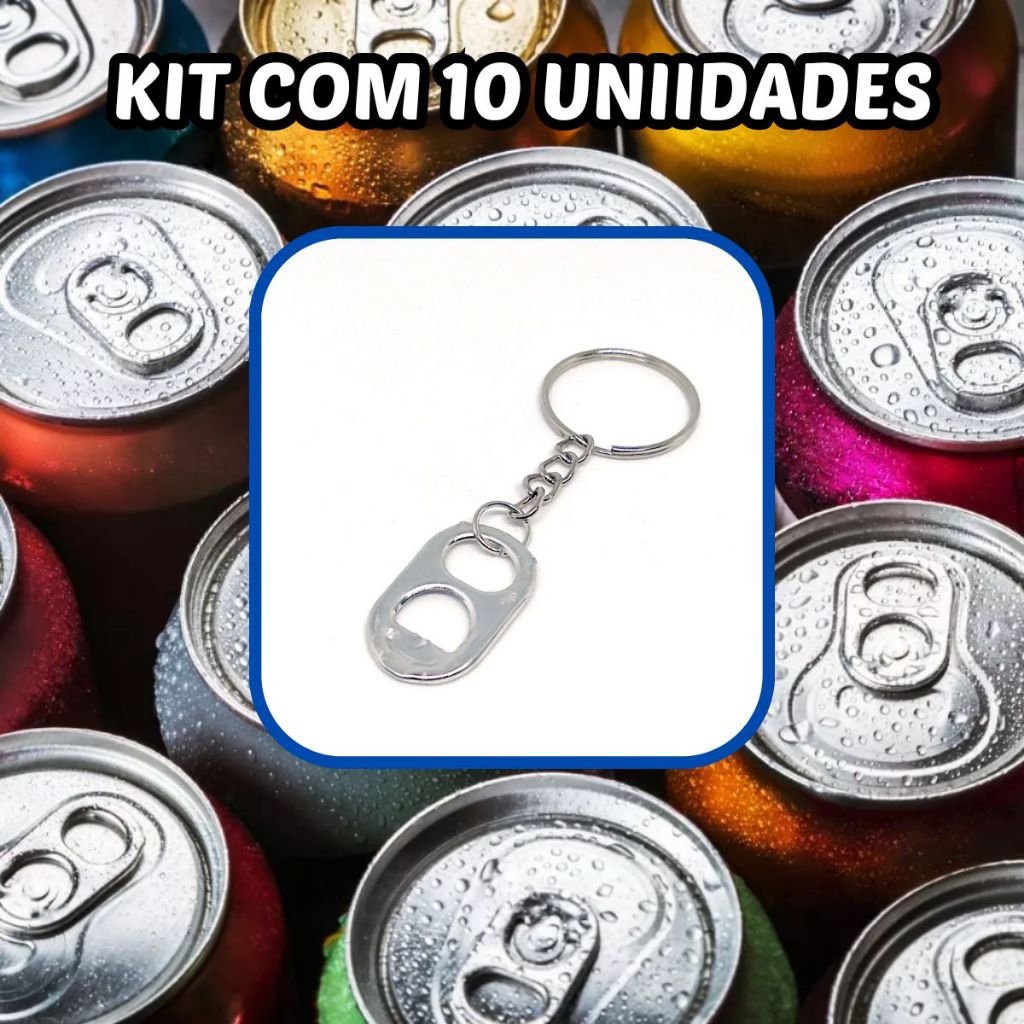 Chaveiro lacre de latinha atacado kit com 10 unidades