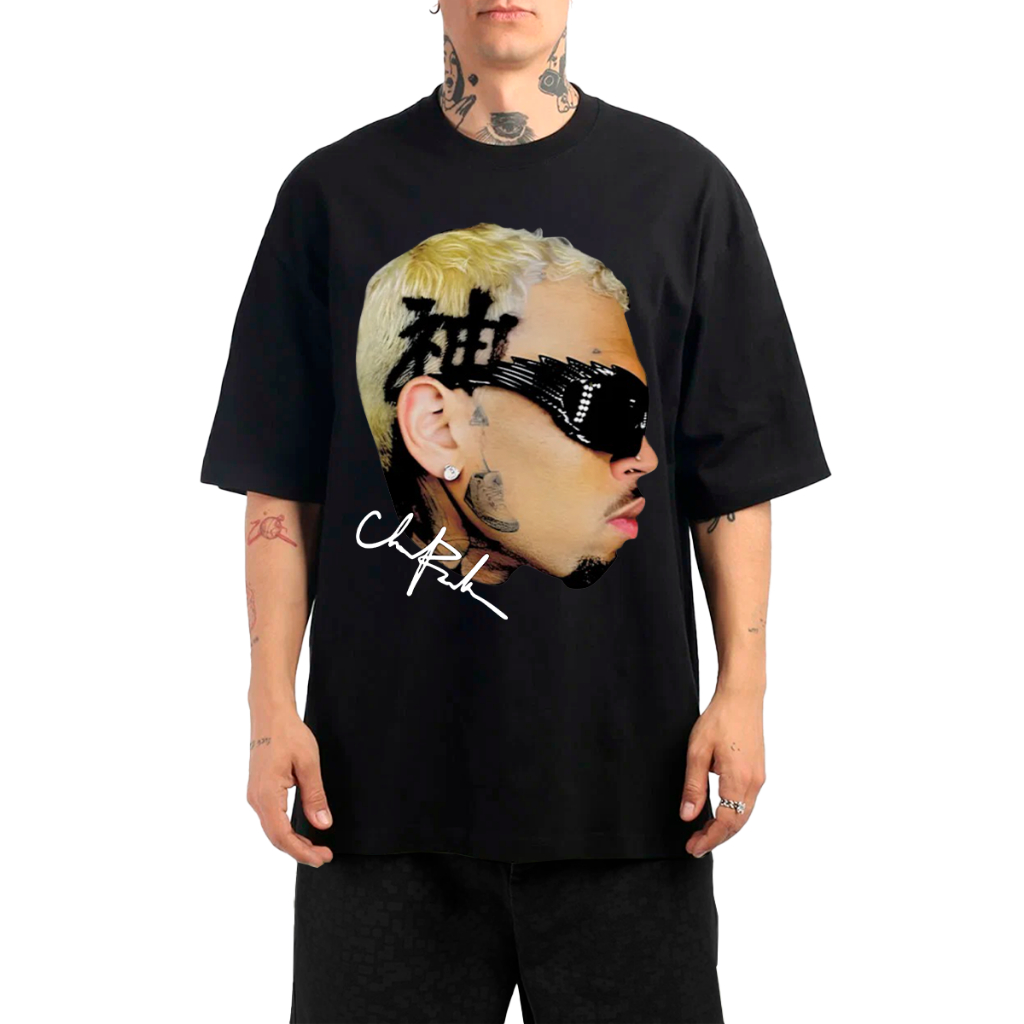 Camiseta Estampada Oversized Chris Brown Unissex Streetwear 100% Algodão Lançamento