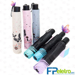 Guarda Chuva Grande Com Proteção Solar Blackout Reforçado Contra Vento Cabe Na Bolsa Estampa Borboleta Colorido 10 Haste em Oferta na Shopee