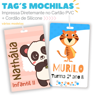 TAG para Personalizada para Mochilas, Malas e Lancheiras + Cordão de Silicone I Impressão Cartão PVC em Oferta na Shopee