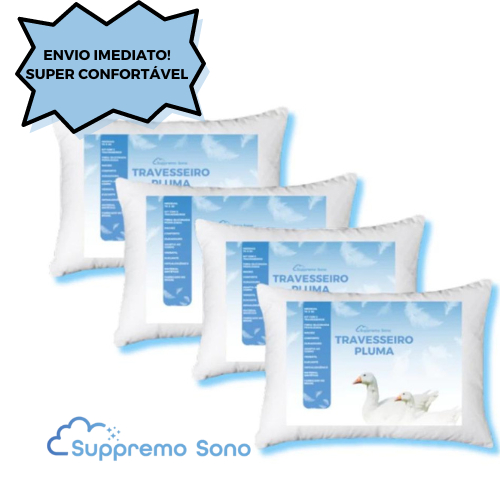 Kit 4 Travesseiro Pluma em Espuma Travesseiro Firme Descanso Antiacaro 70x50cm Toque Macio