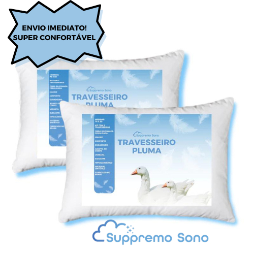 Kit 2 Travesseiro Pluma de Ganso em Espuma Travesseiro Firme Descanso 70x50cm Anti Alergico Conforto