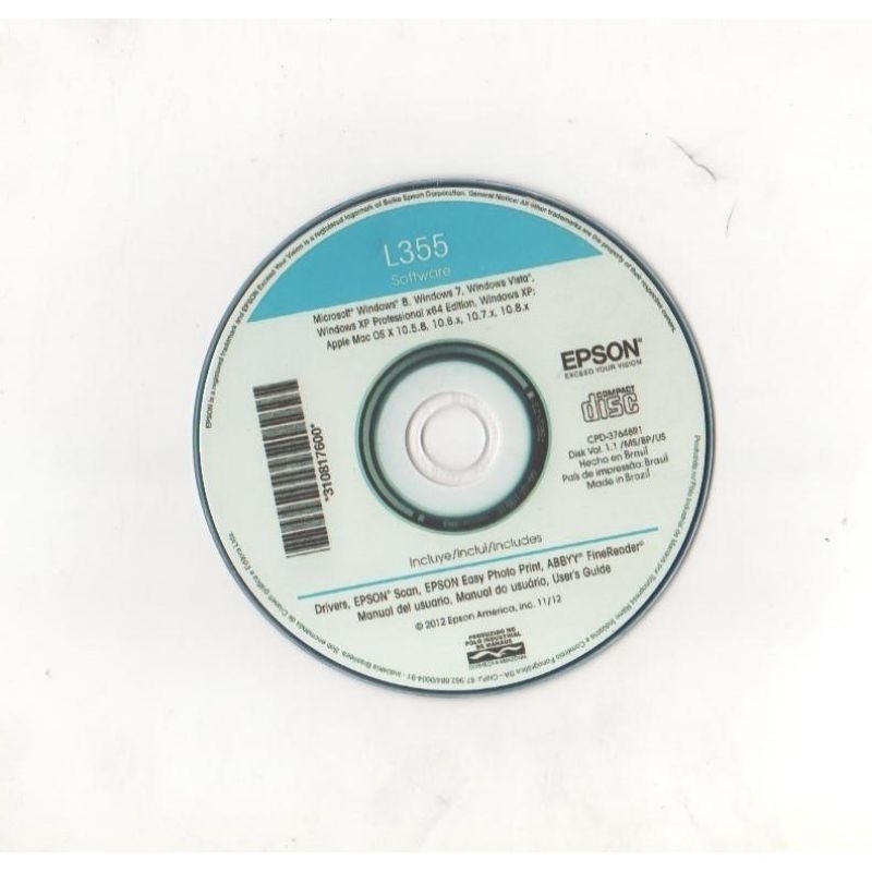 Cd Instalação Impressora Epson L355  CD002