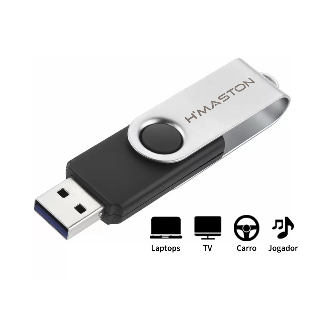 Pen Drive 8GB 16GB 32GB 64GB H'maston USB 2.0 Metal Alta Velocidade Flash Drive