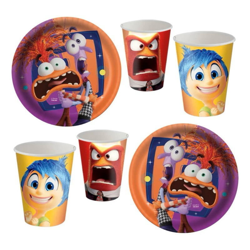 Kit Festa Divertidamente 8~40 Copos Papel + 8~ 40 Pratos Decoração Aniversario Divertidamente 2 FESTCOLOR