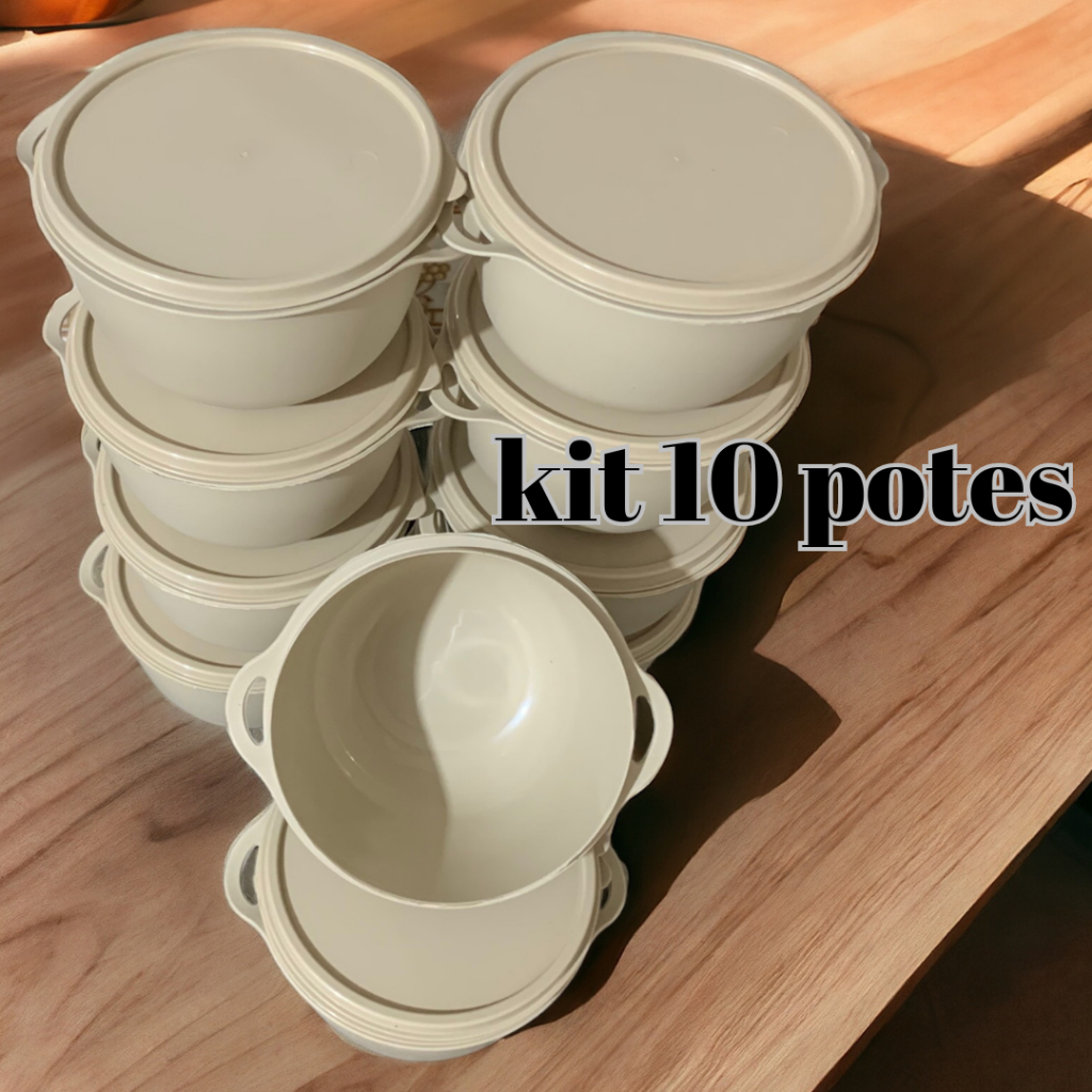 KIT POTES COZINHA 10 POTES REDONDOS BOLL 500ML TIGELA CRIATIVA