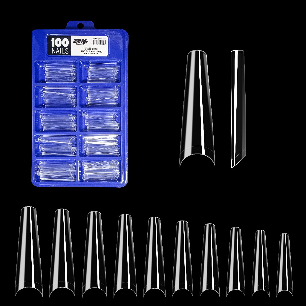 Kit 100 Tips Unhas Gel Curvatura C Sorriso Transparente Natural Alongamento Manicure Pronta Entrega