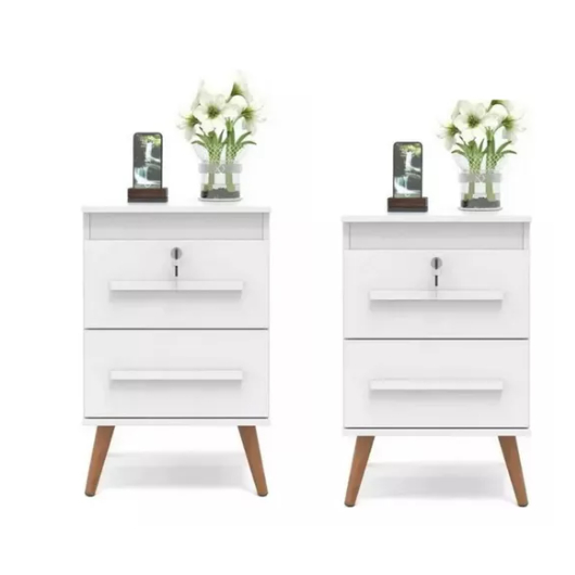 Kit 2 Mesa De Cabeceira Retro 2 Gaveta Chave em Oferta na Shopee