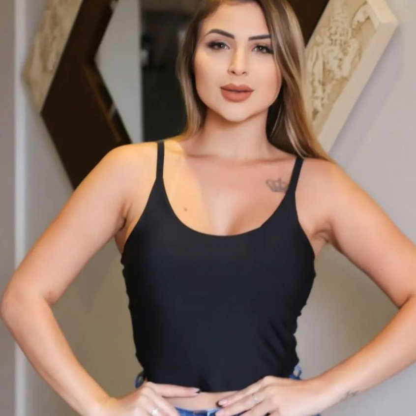 Cropped Alça Fina Suplex  com bojo em Oferta na Shopee