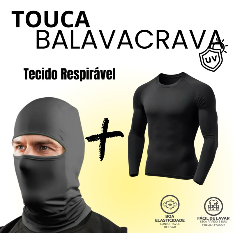 kit Touca Balacrava + Blusa Térmica Proteção Uv50+ em Oferta na Shopee