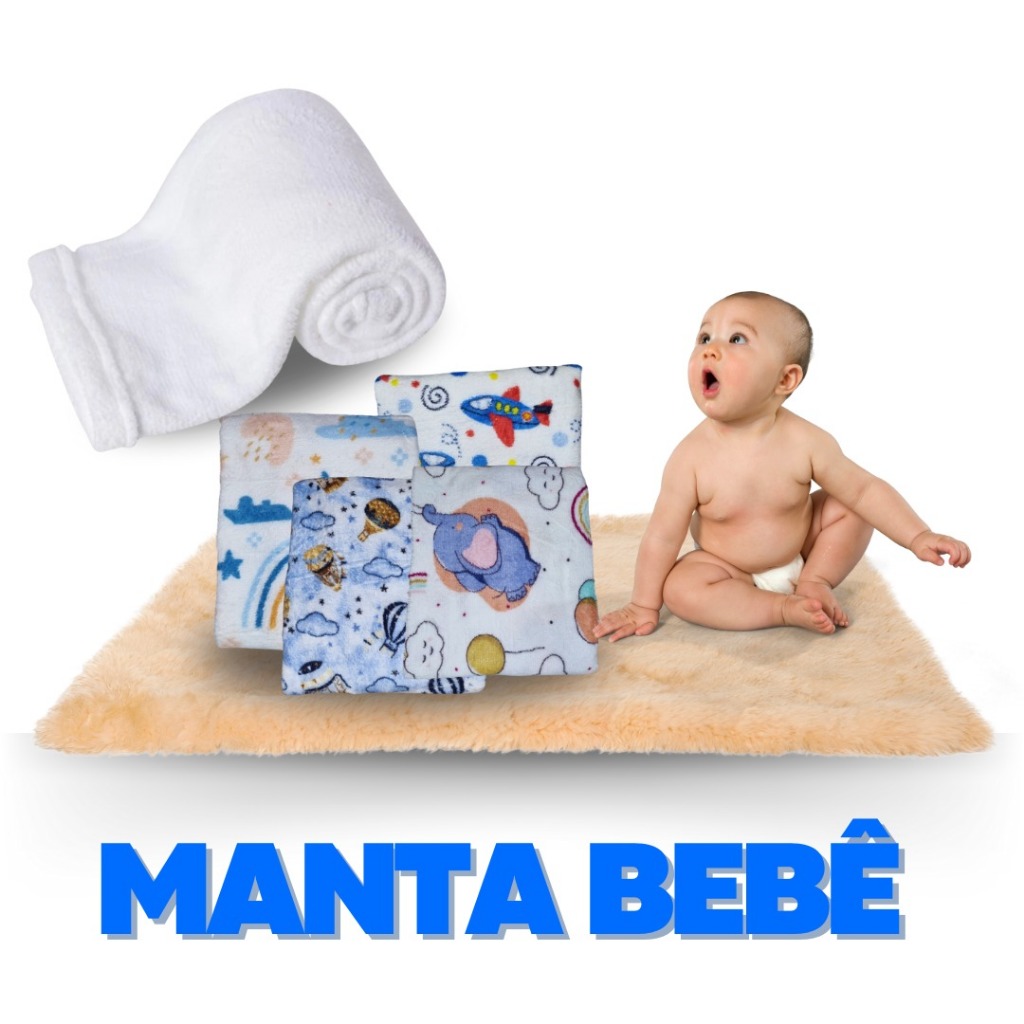 Manta cobertor Bebe microfibra Promoção 100x90 Manta para Bebê Estampada