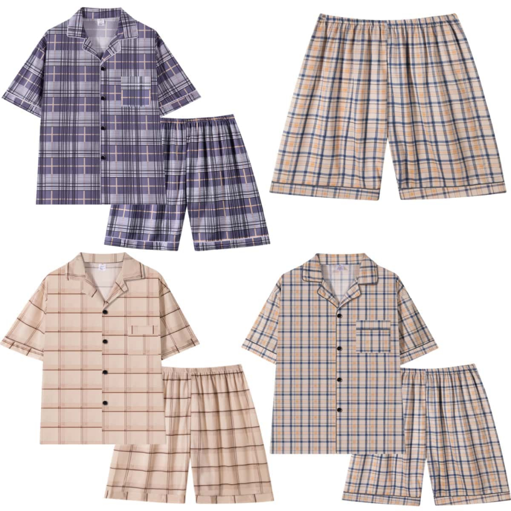 Z&D Lingerie Pijama Masculino Manga curta Adulto em malha Verão aberto com botão SY08 - Men Clothes