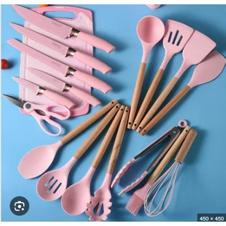 Kit Completo Jogo Utensílios de Cozinha Luxo 19 Peças Com Tábua em Silicone Espátula Faca Tesoura em Oferta na Shopee