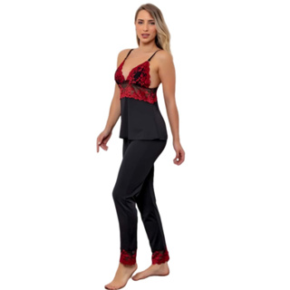 Z&D Lingerie Pijama de Renda Super Confortável com Calça Sy10 em Oferta na Shopee