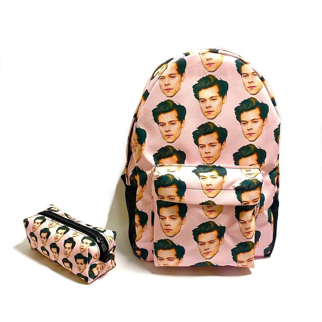 Mochila e Estojo Harry style rostinho one direct bolsa tamanho grande viagem escolar unissex