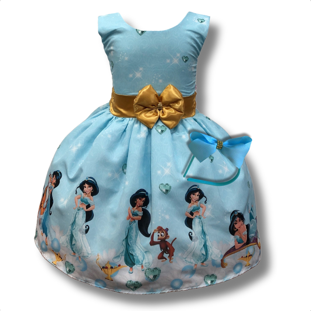Vestido Jasmine Princesa Aladim Fantasia Aniversário Luxo