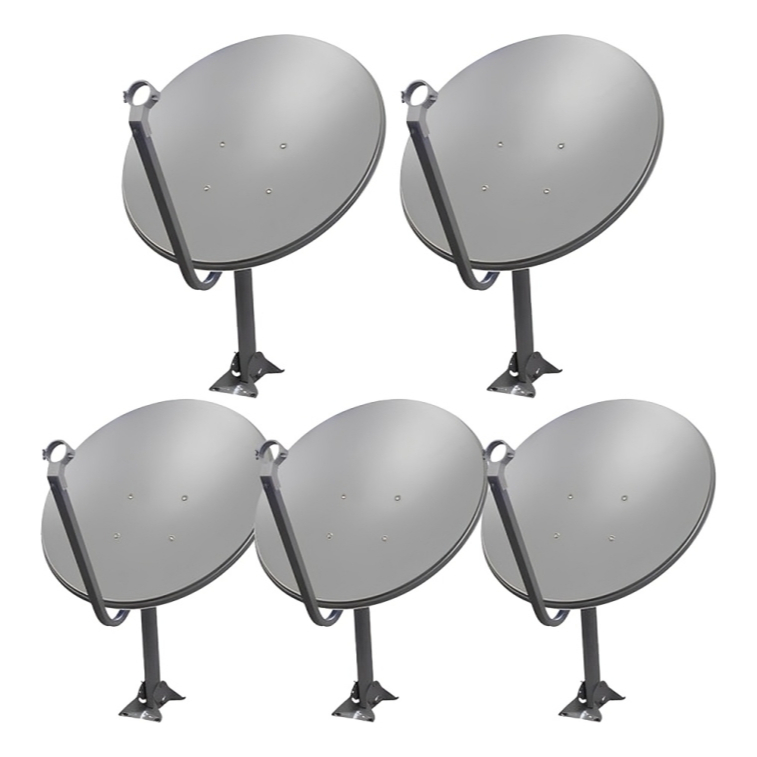 Kit 5 Antena Digital Parabolica Chapa 60cm Ku