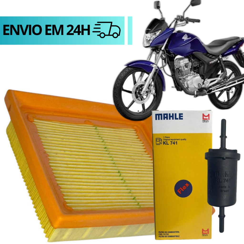 Filtro Ar Elemento Modelo Original Honda + Filtro Combustível Gasolina Flex Metal Leve Titan Cg 150 2009 a 2013