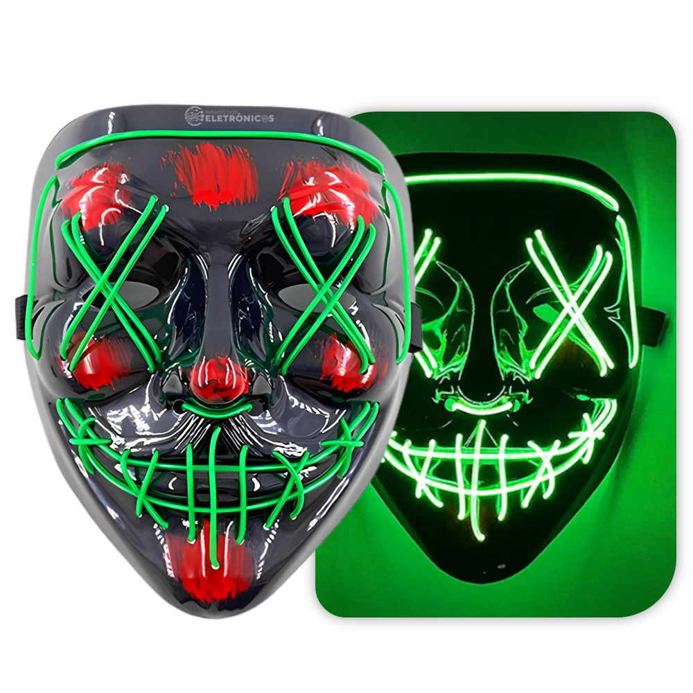 Máscara Luminosa Neon Halloween Cosplay Festa Decoração Verde Hora Do Horror - 203813