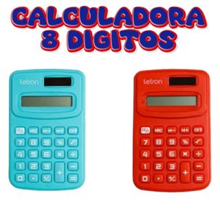 Calculadora 8 Dígitos Colorida Azul OU Vermelho - Letron em Oferta na Shopee