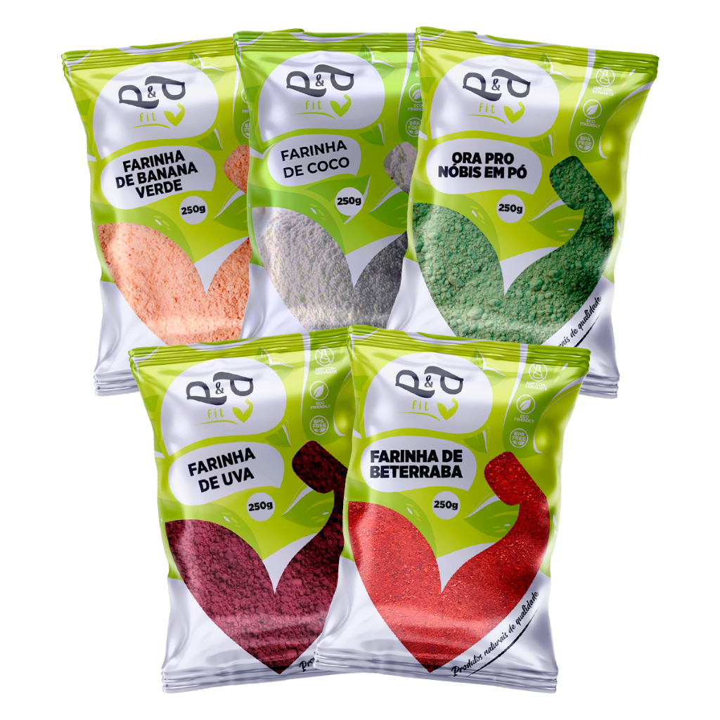 Combo Farinha Banana Verde, Uva, Beterraba em Pó, Orapronóbis e Farinha de Coco Low Carb - Food & Beverages