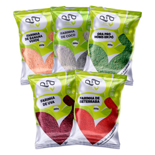 Combo Farinha Banana Verde, Uva, Beterraba em Pó, Orapronóbis e Farinha de Coco Low Carb em Oferta na Shopee