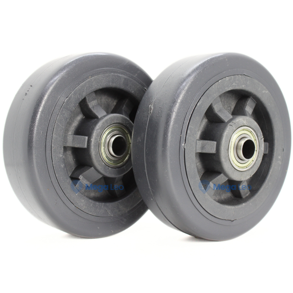 Par Roda 6x2 Termoplástica PVC 15x5 CM Rolamento Esfera Duplo Carrinho Prancha Andaime Carga 280KG