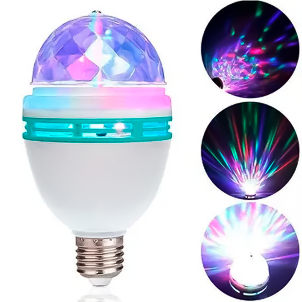 Lâmpada Giratória Colorida 3W Led Bola Maluca RGB Para Have Casa Quarto Sala Salão Efeito Festa em Oferta na Shopee