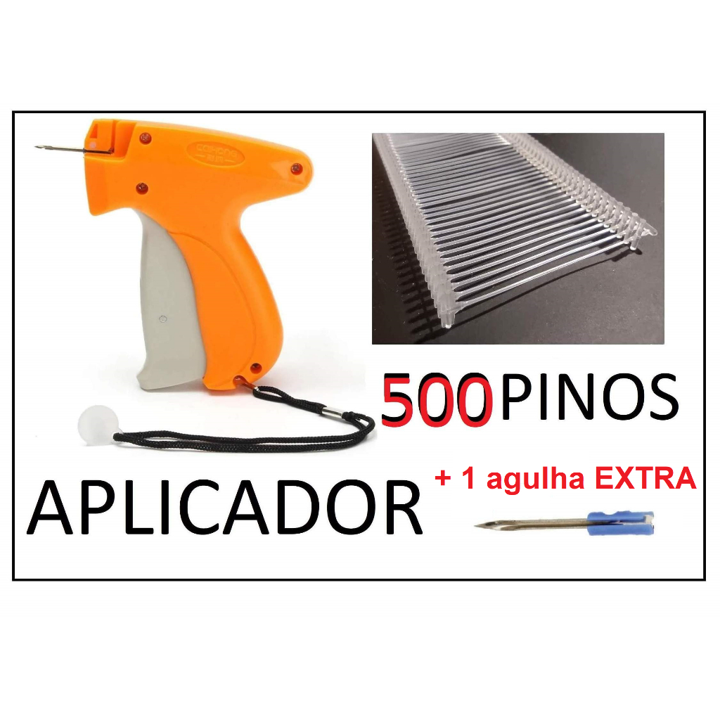 Kit Aplicador de Etiquetas com 500 Pinos + 1 Agulha Extra p Roupas e Tecidos em Oferta na Shopee